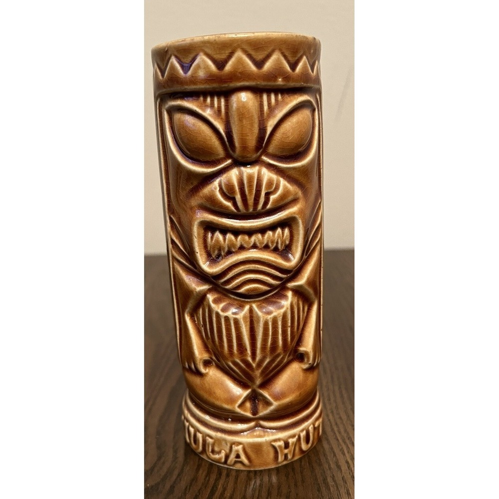 Vintage Hula Hut Ceramic Mug Tiki Brown 6" Pre-Owned Japan‎